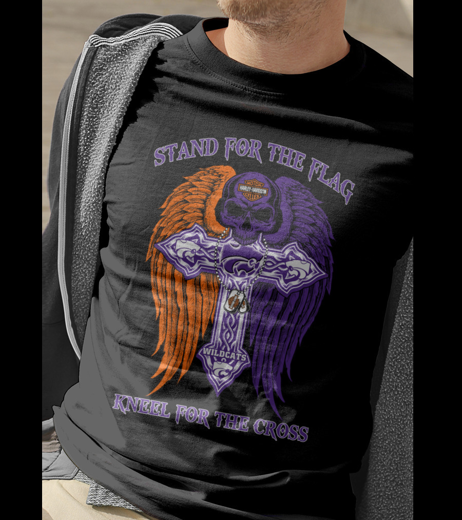Stand For The Flag Kneel For The Cross Kansas State Wildcats T-Shirt