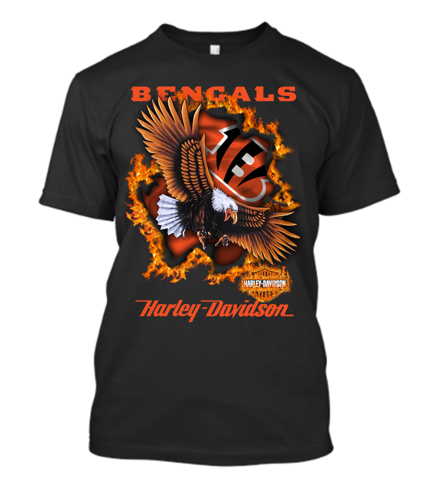 Bengals Harley Davidson Cincinnati Nfl 84 Eagle Flame T-Shirt