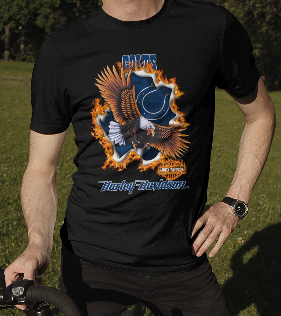Colts Harley Davidson Eagle With Flame T-Shirt