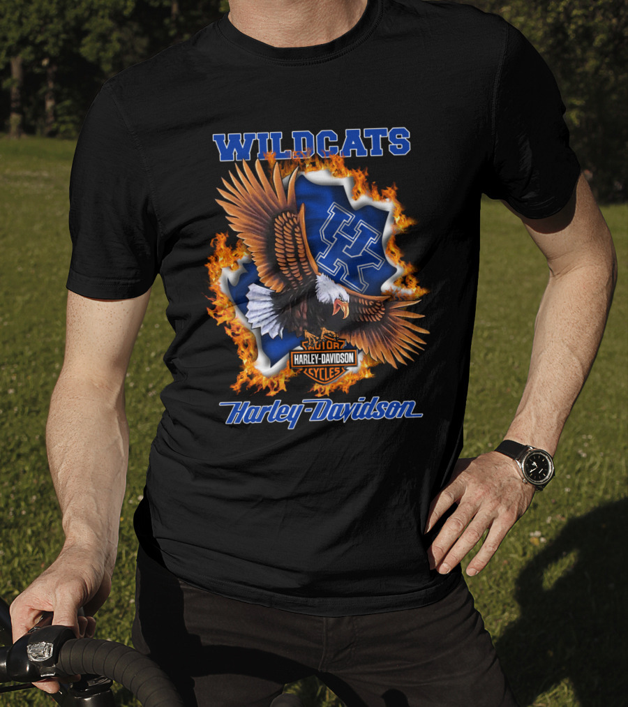 Kentucky Wildcats Harley Davidson Ncaa Eagle Flame T-Shirt