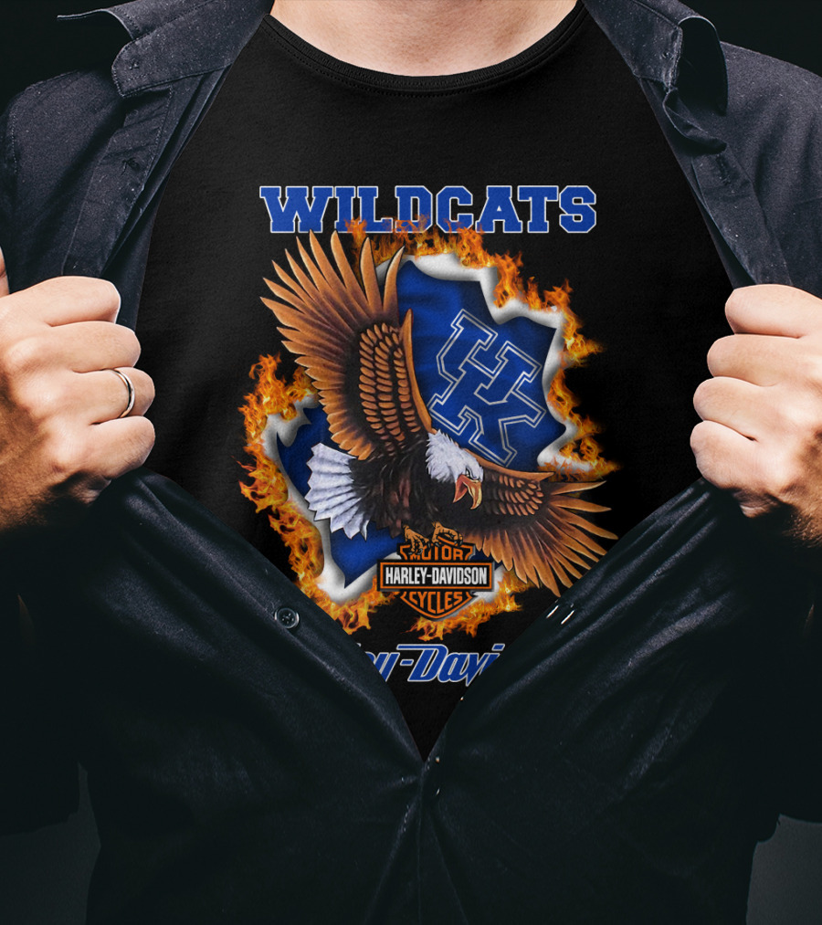 Kentucky Wildcats Harley Davidson Ncaa Eagle Flame T-Shirt