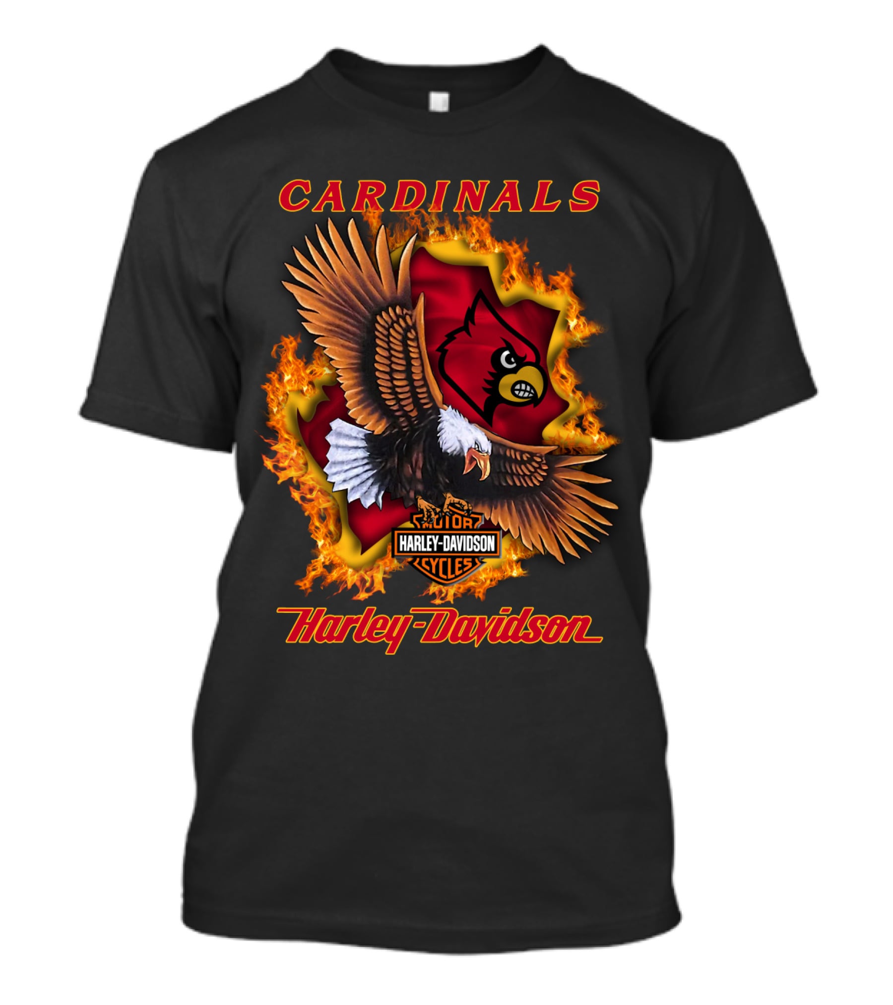 Cardinals Harley Davidson Cycles Eagle Flame T-Shirt