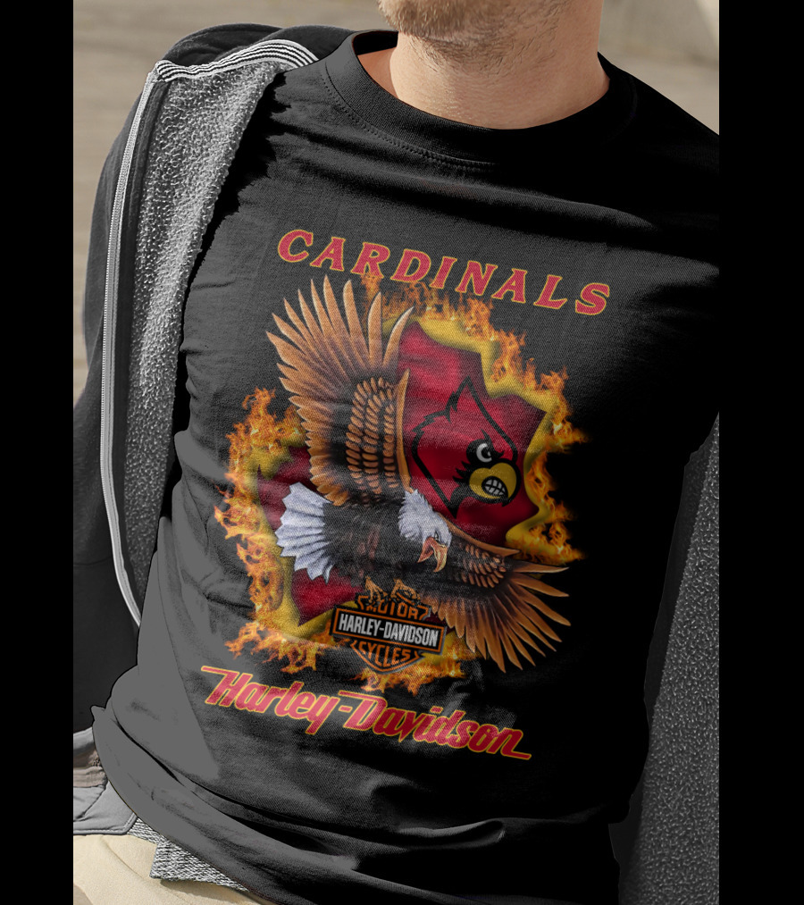 Cardinals Harley Davidson Cycles Eagle Flame T-Shirt