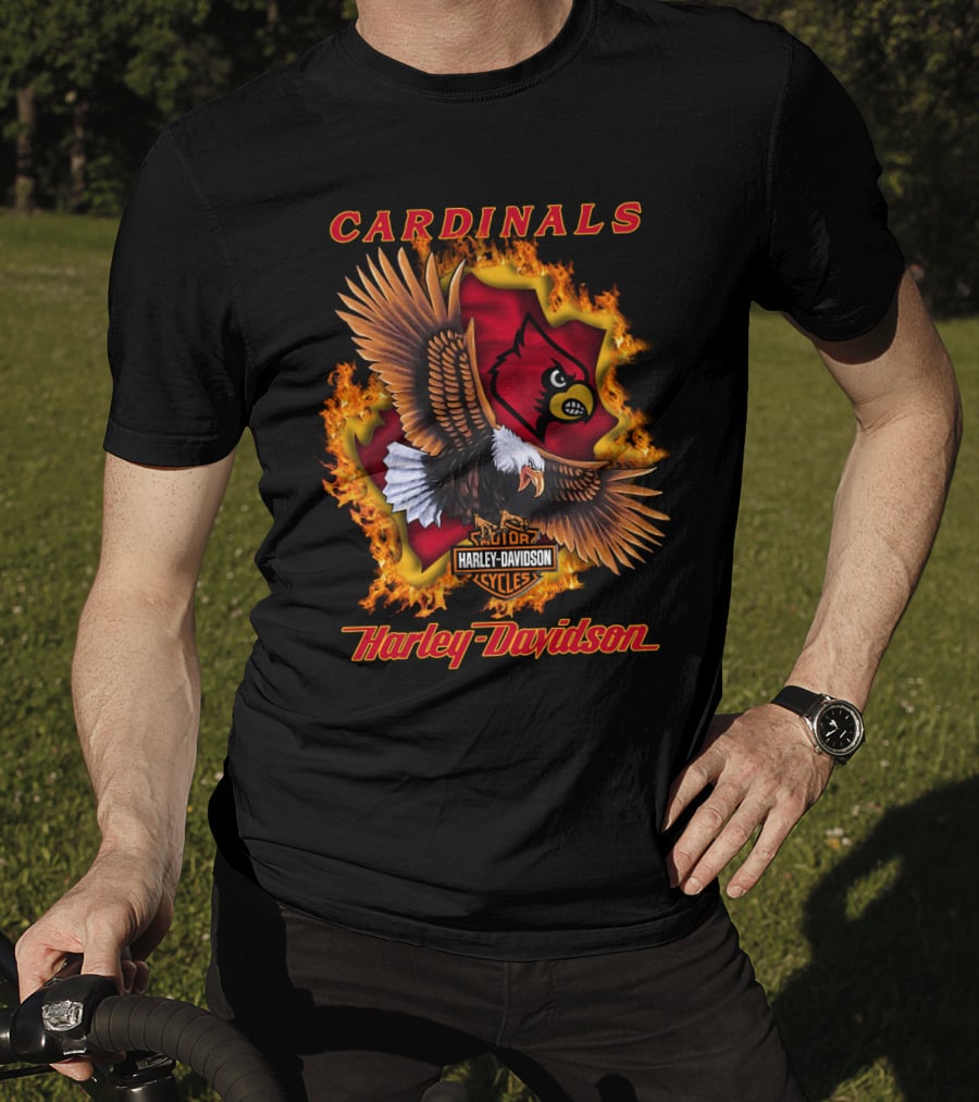 Cardinals Harley Davidson Cycles Eagle Flame T-Shirt