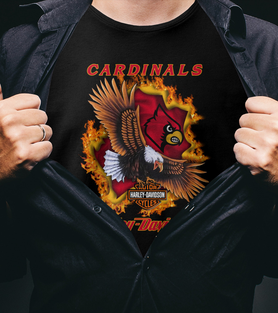 Cardinals Harley Davidson Cycles Eagle Flame T-Shirt