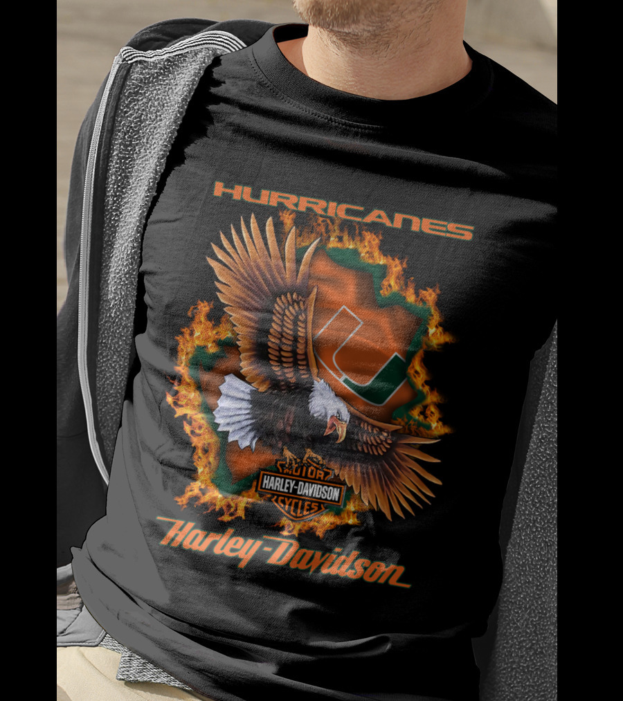 Hurricanes Miami Harley Davidson Ncaa 04.08 T-Shirt