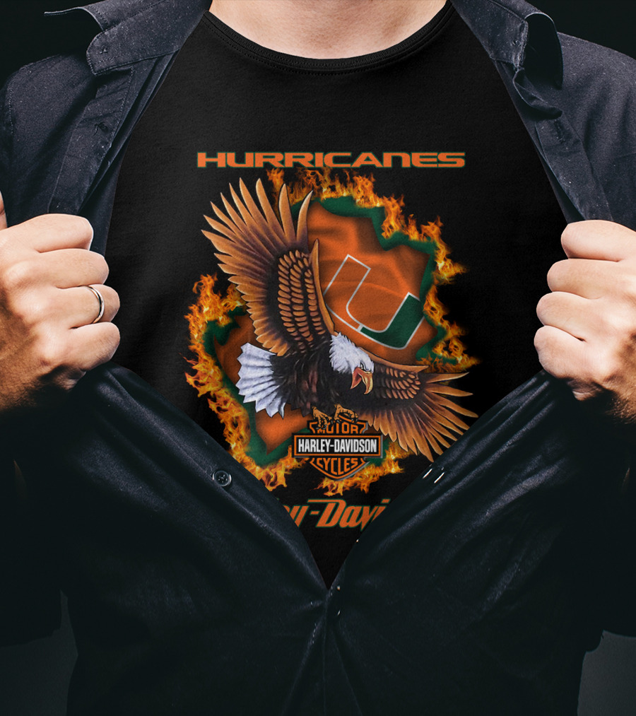 Hurricanes Miami Harley Davidson Ncaa 04.08 T-Shirt