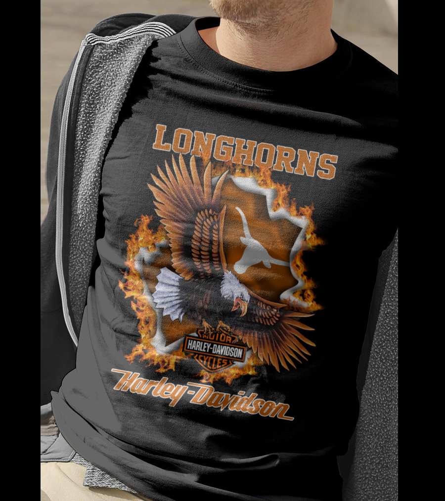 Longhorns Harley Davidson Ncaa Texas Longhorns Eagle T-Shirt