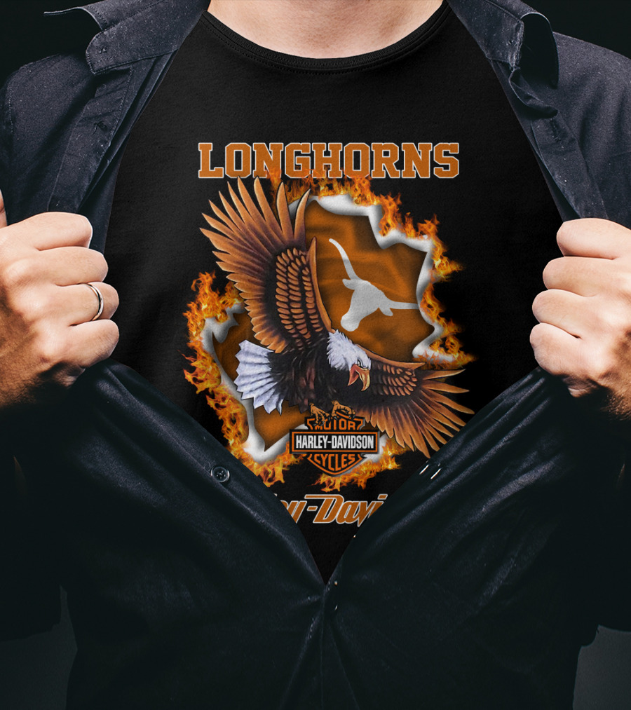 Longhorns Harley Davidson Ncaa Texas Longhorns Eagle T-Shirt