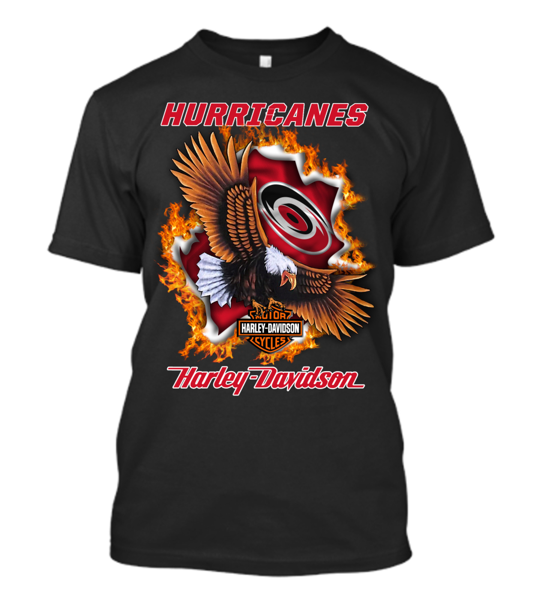 Hurricanes Harley Davidson Carolina Logo Flame Eagle T-Shirt
