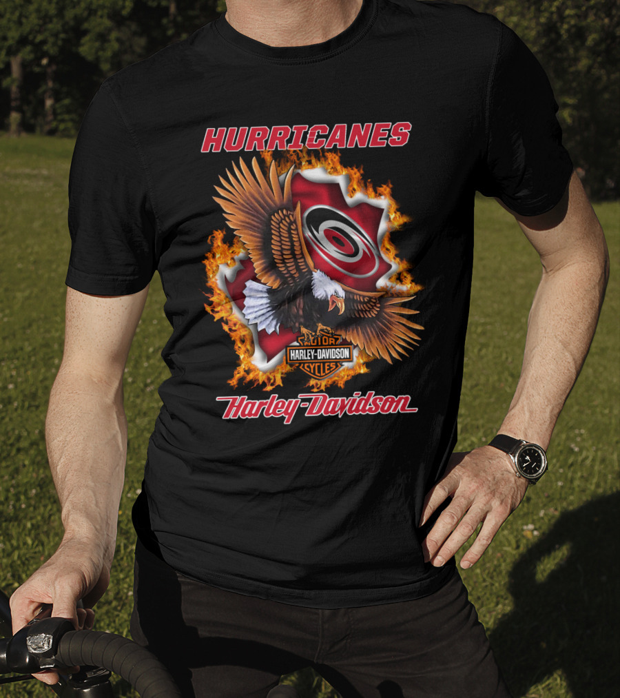 Hurricanes Harley Davidson Carolina Logo Flame Eagle T-Shirt