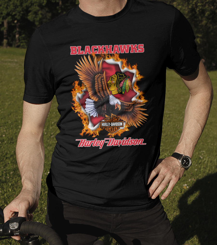 Blackhawks Harley Davidson Cycles Eagle T-Shirt