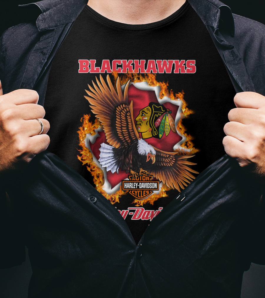 Blackhawks Harley Davidson Cycles Eagle T-Shirt