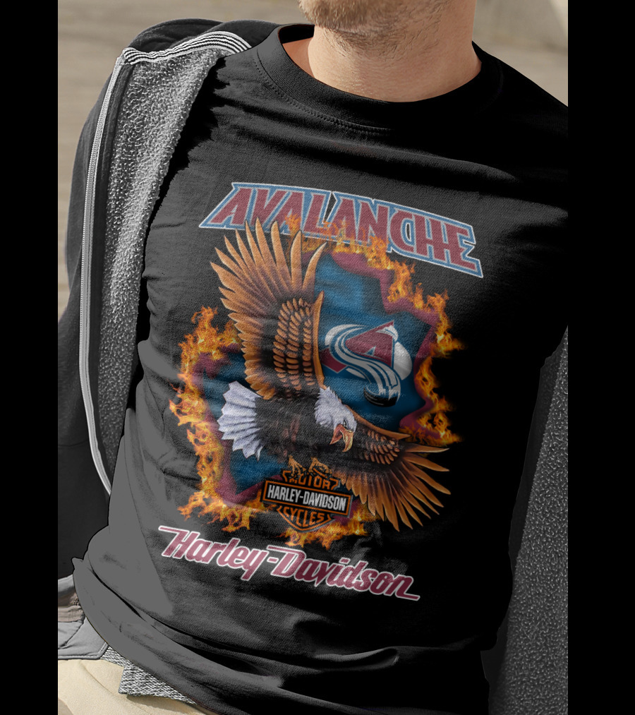 Avalanche Colorado Harley Davidson Nhl Eagle Flames T-Shirt
