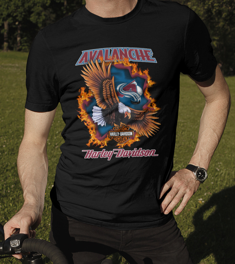 Avalanche Colorado Harley Davidson Nhl Eagle Flames T-Shirt