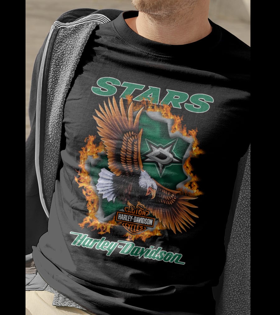 Hd.nhl.1204 Dallas Stars Harley Davidson Cycles Stars T-Shirt