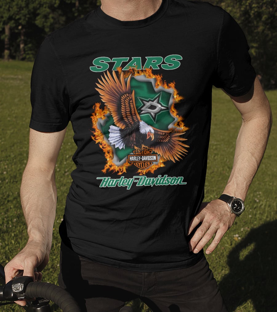 Hd.nhl.1204 Dallas Stars Harley Davidson Cycles Stars T-Shirt