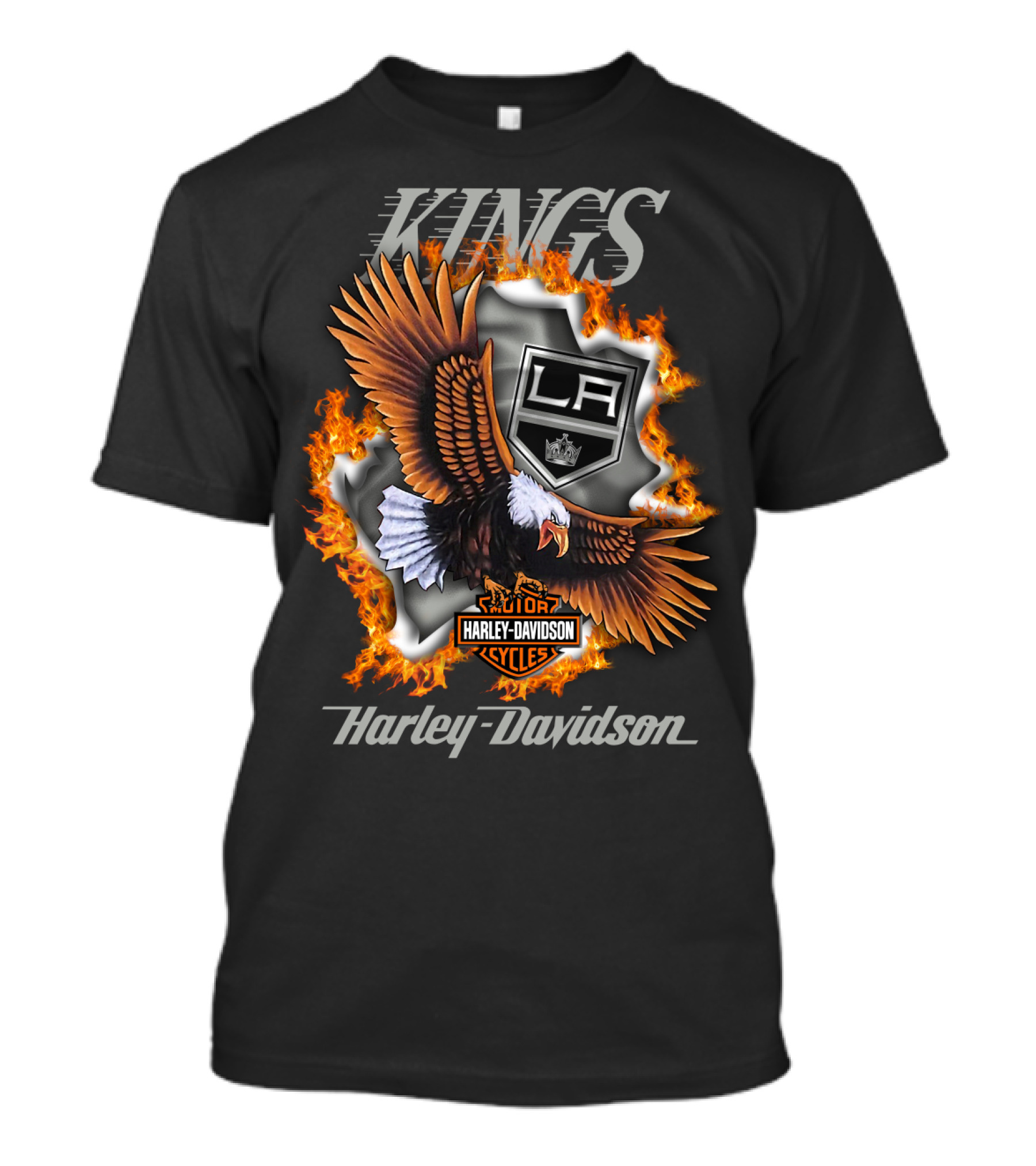 Harley Davidson Los Angeles Kings Nhl Eagle Flame T-Shirt