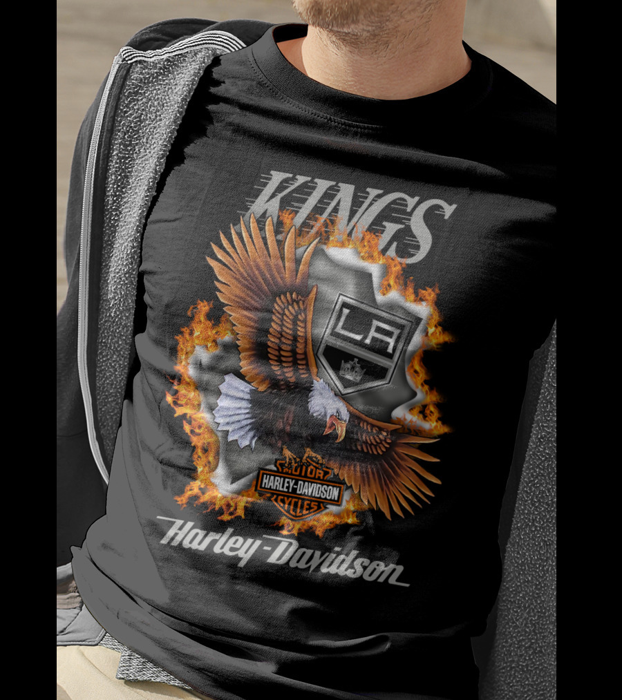 Harley Davidson Los Angeles Kings Nhl Eagle Flame T-Shirt
