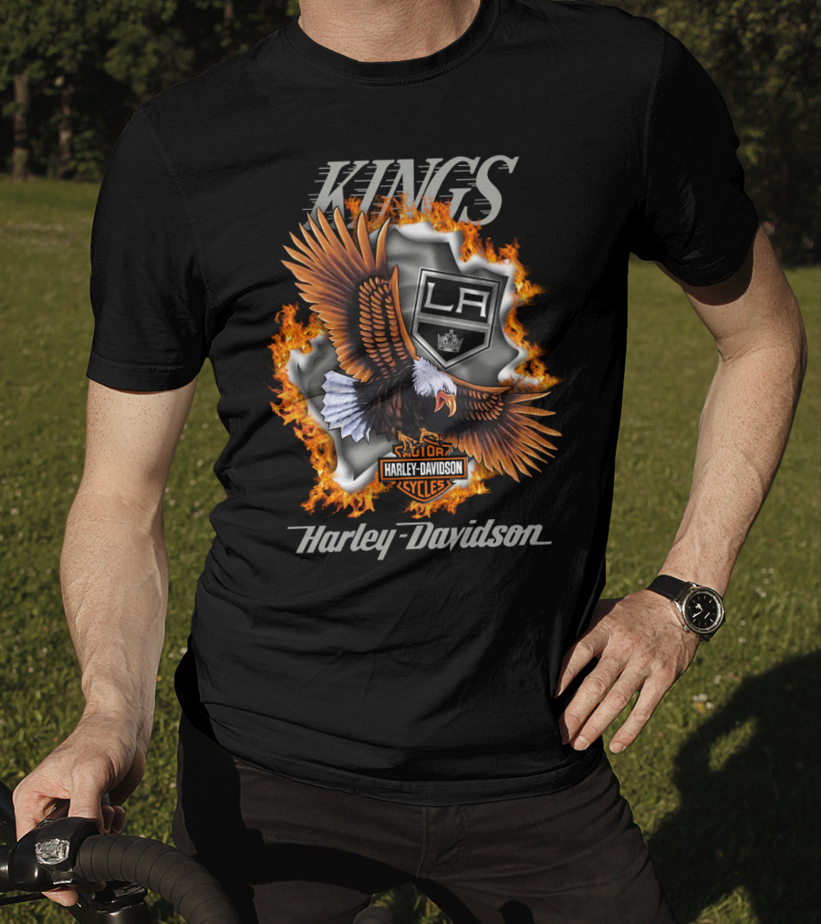 Harley Davidson Los Angeles Kings Nhl Eagle Flame T-Shirt