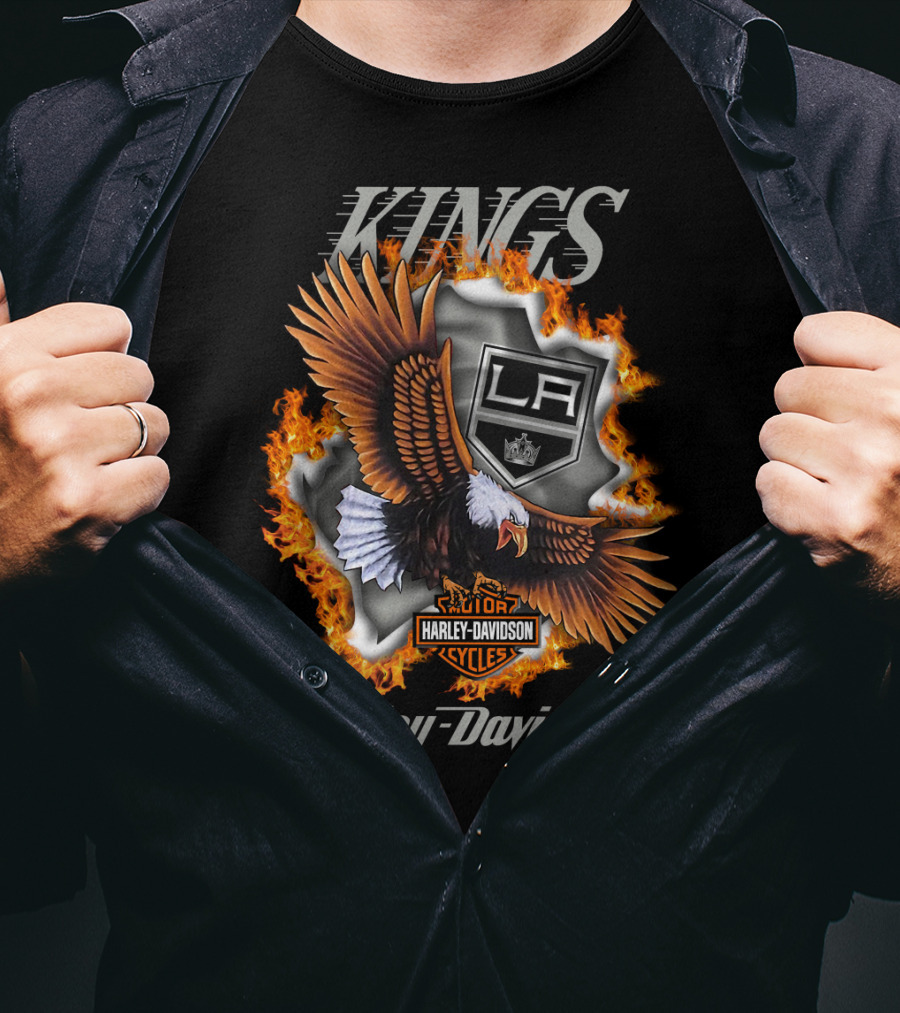 Harley Davidson Los Angeles Kings Nhl Eagle Flame T-Shirt