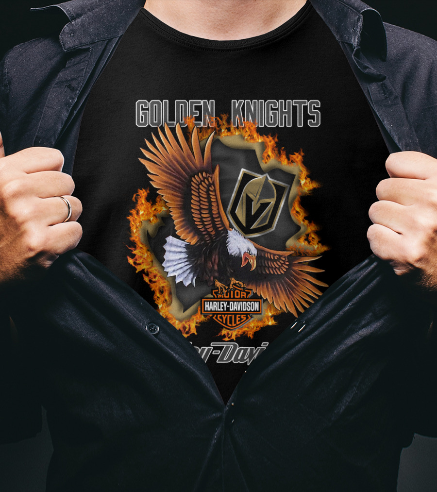 Golden Knights Harley Davidson Eagle Flames Nhl Vegas T-Shirt