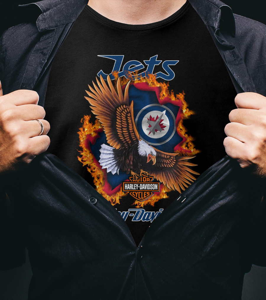 Jets Harley Davidson Winnipeg Nhl Flames Eagle T-Shirt