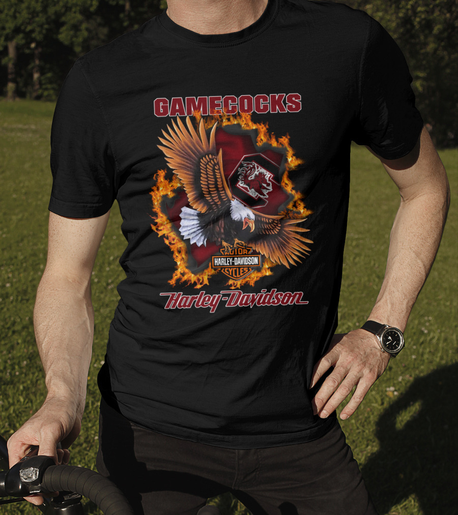 South Carolina Gamecocks Harley Davidson Cycles Ncaa 04.08 Eagle Flame T-Shirt
