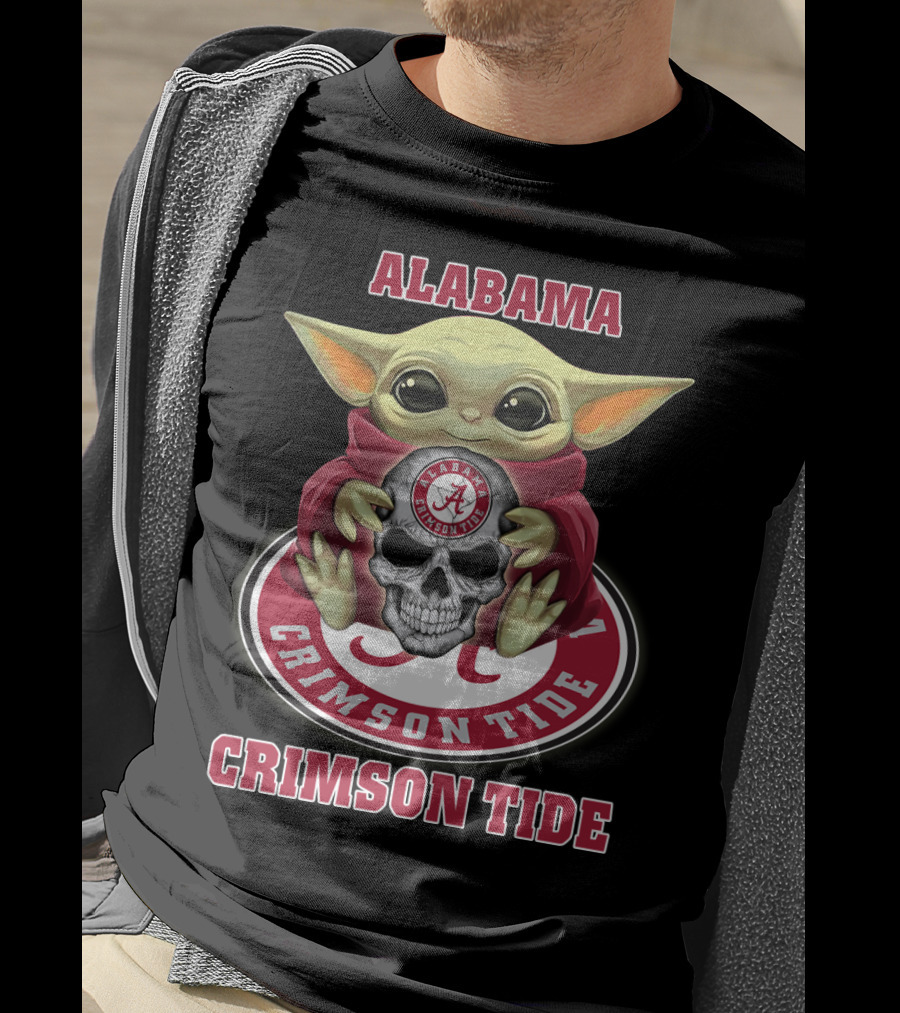 Alabama Crimson Tide Yd1404 Baby Alien Holding Skull T-Shirt