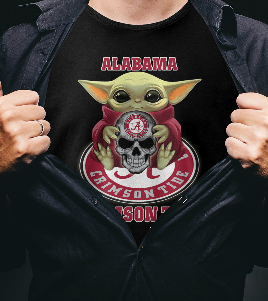 Alabama Crimson Tide Yd1404 Baby Alien Holding Skull T-Shirt