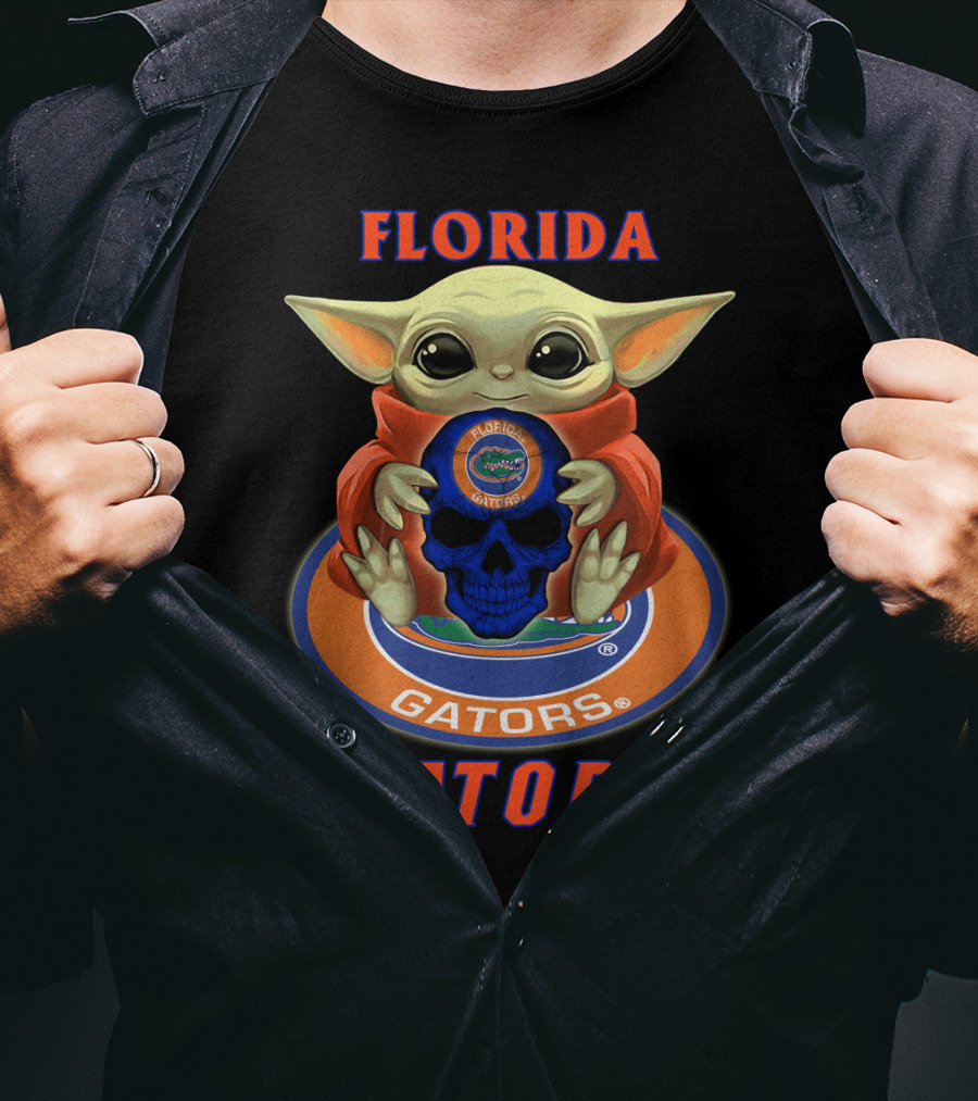 Florida Gators Baby Alien With Skull And Gators T-Shirt