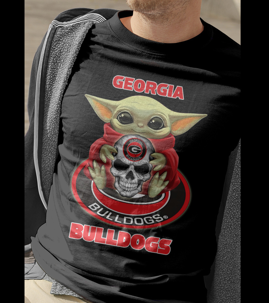 Georgia Bulldogs Baby Alien Holding Skull T-Shirt