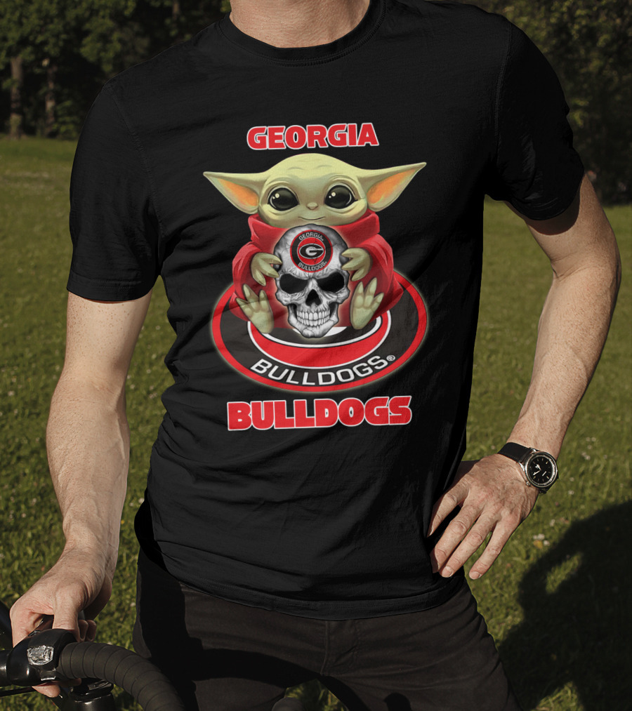 Georgia Bulldogs Baby Alien Holding Skull T-Shirt