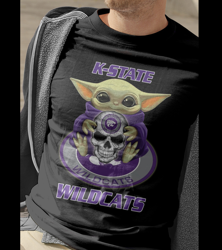 K-State Wildcats Baby Yoda Skull Yd1404 Kansas State Wildcats T-Shirt
