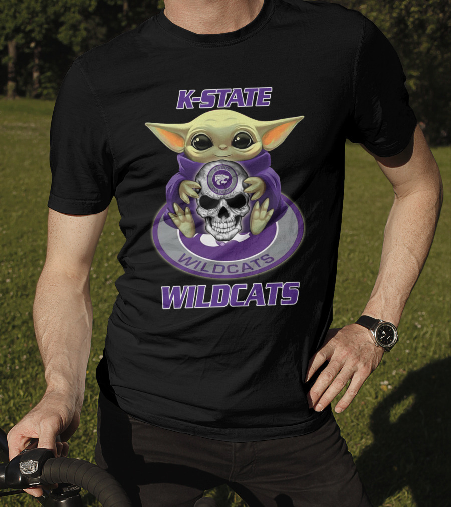 K-State Wildcats Baby Yoda Skull Yd1404 Kansas State Wildcats T-Shirt