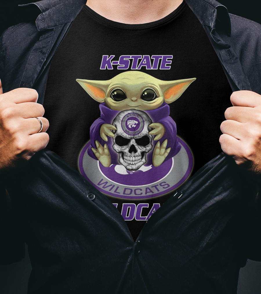 K-State Wildcats Baby Yoda Skull Yd1404 Kansas State Wildcats T-Shirt