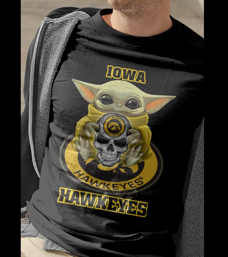 Iowa Hawkeyes Yd1404 Baby Alien With Skull T-Shirt