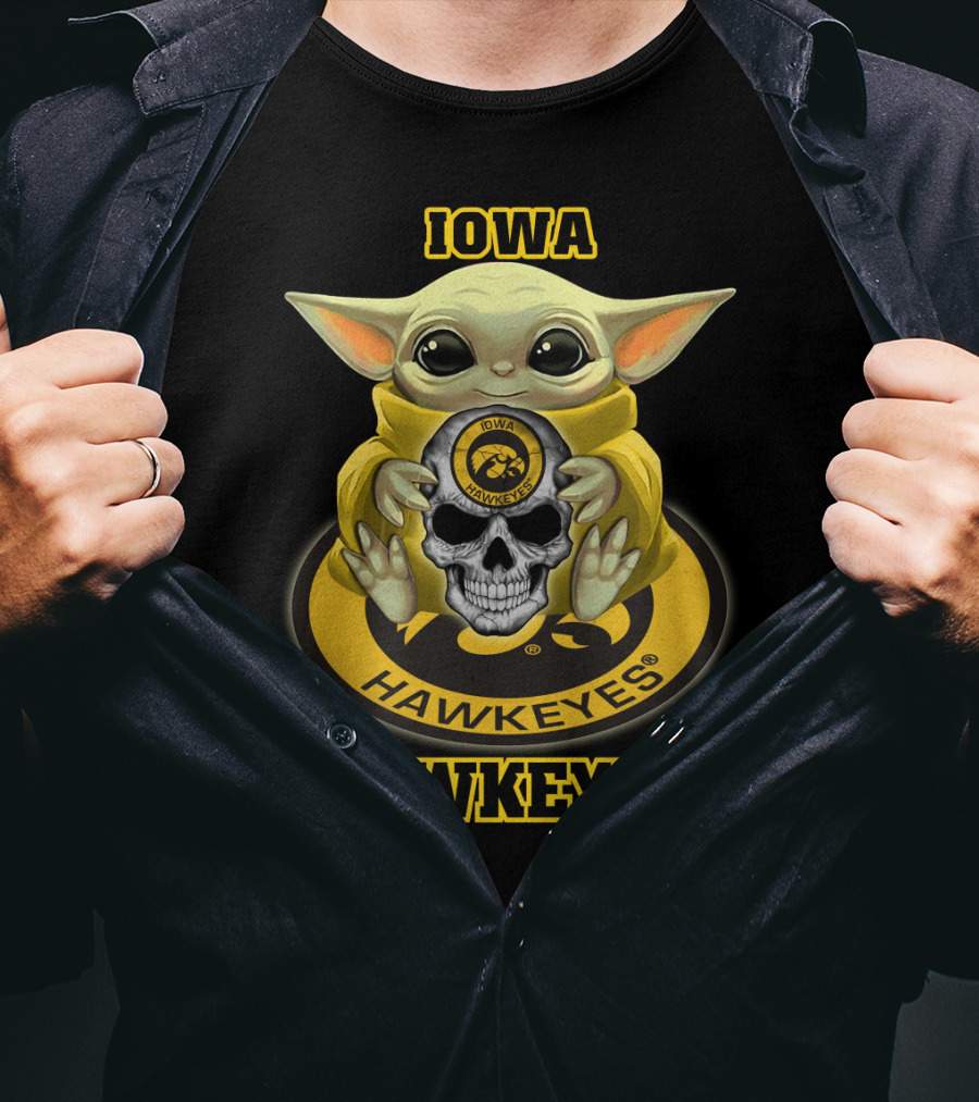 Iowa Hawkeyes Yd1404 Baby Alien With Skull T-Shirt