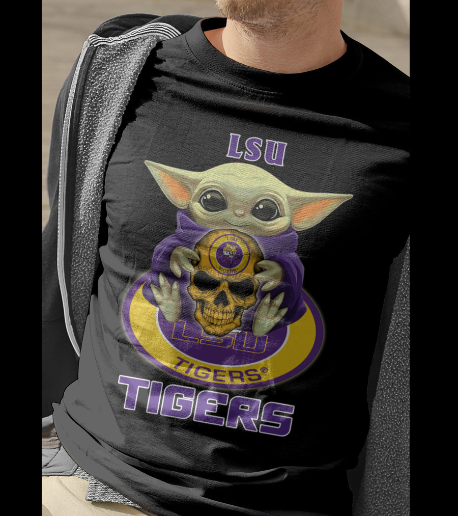 Lsu Tigers Baby Yoda Skull T-Shirt