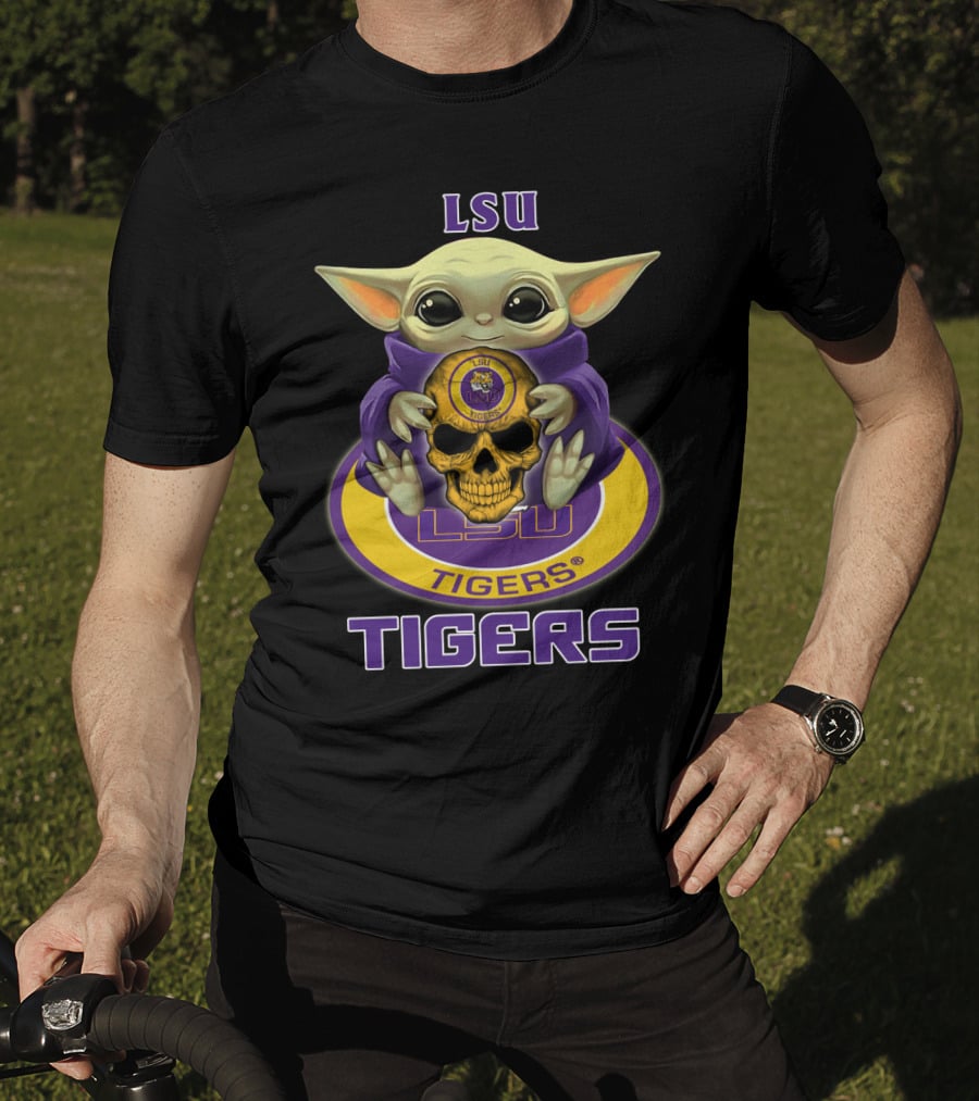 Lsu Tigers Baby Yoda Skull T-Shirt