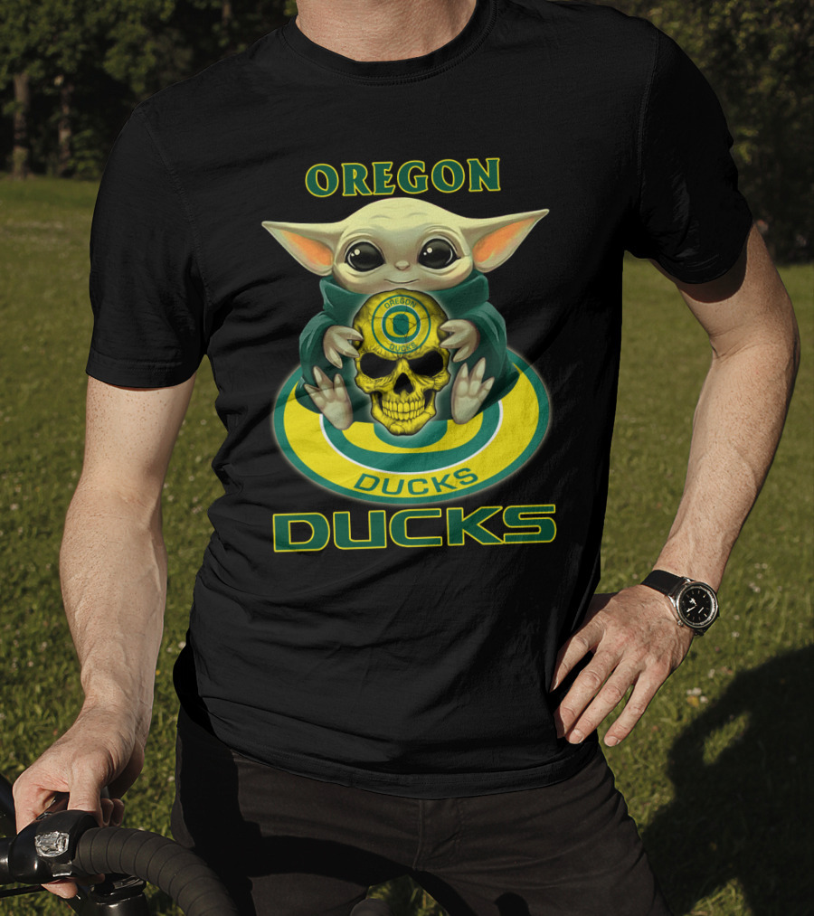 Oregon Ducks Baby Alien Holding Skull T-Shirt