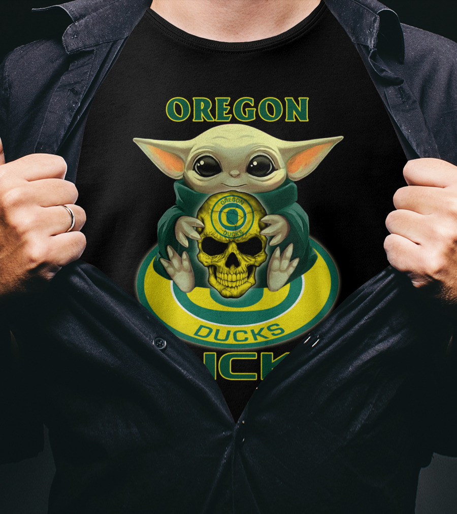Oregon Ducks Baby Alien Holding Skull T-Shirt