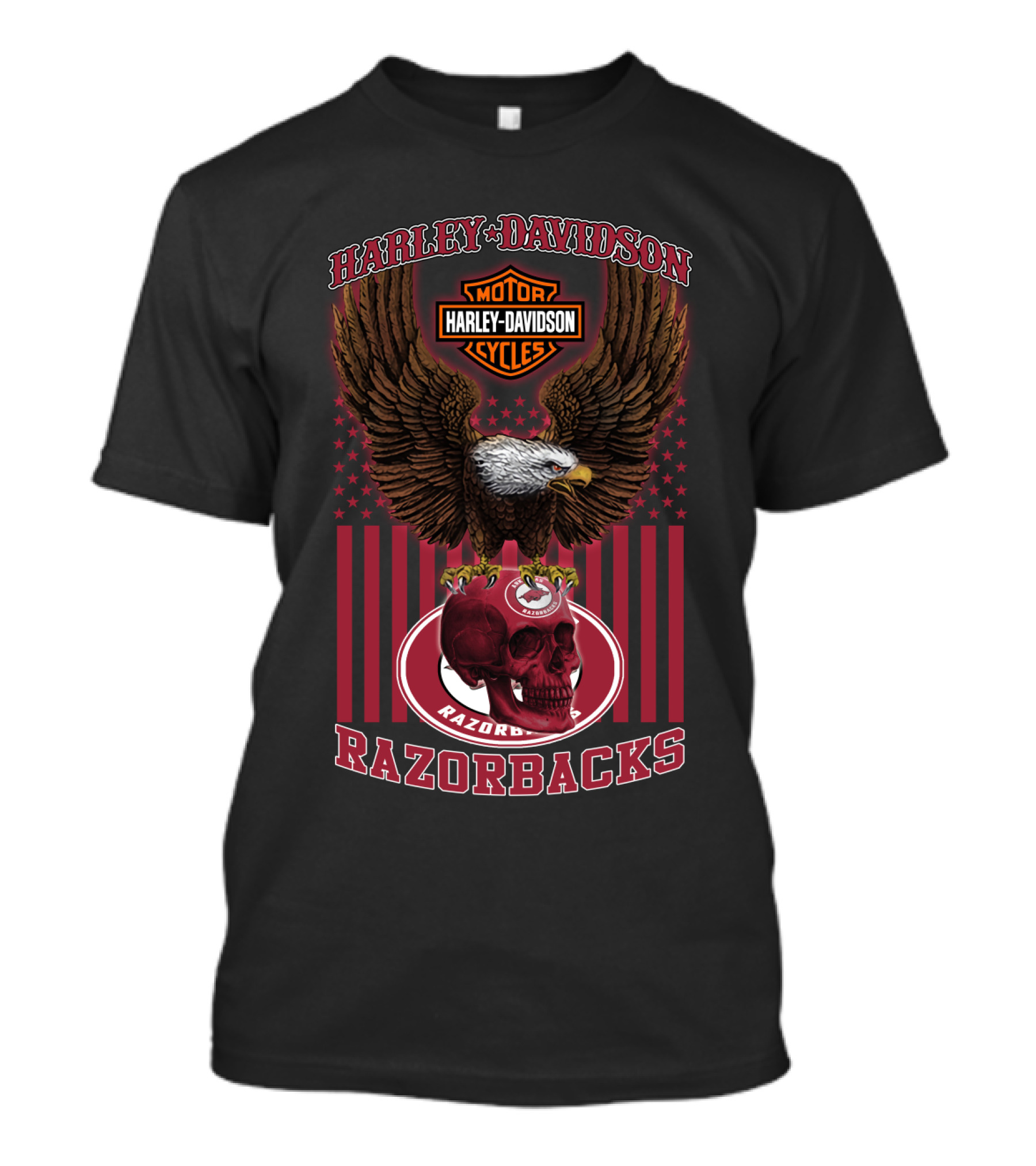 Harley Davidson Razorbacks Eagle And Skull T-Shirt