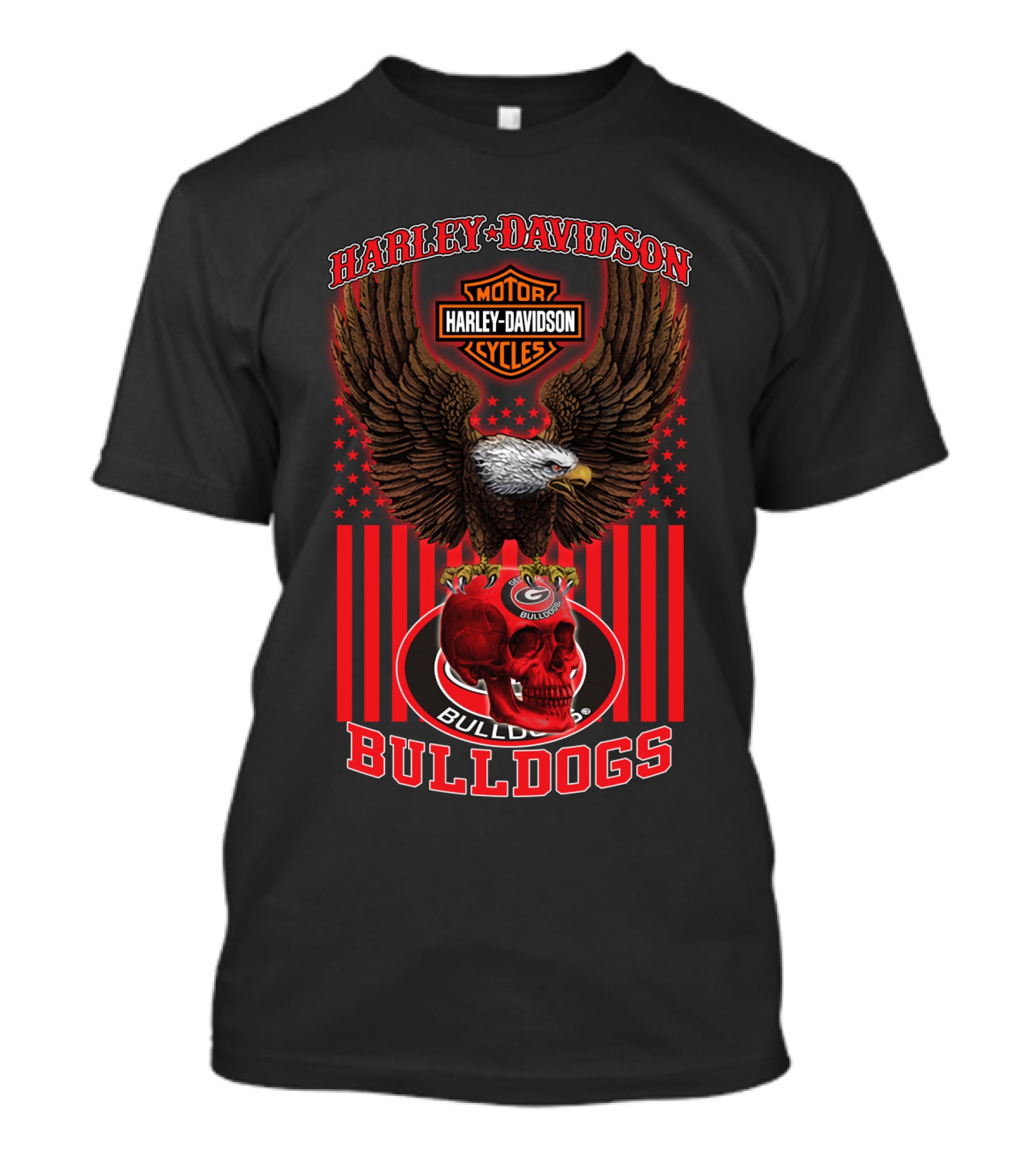 Harley Davidson Motor Cycles Bulldogs Georgia T-Shirt