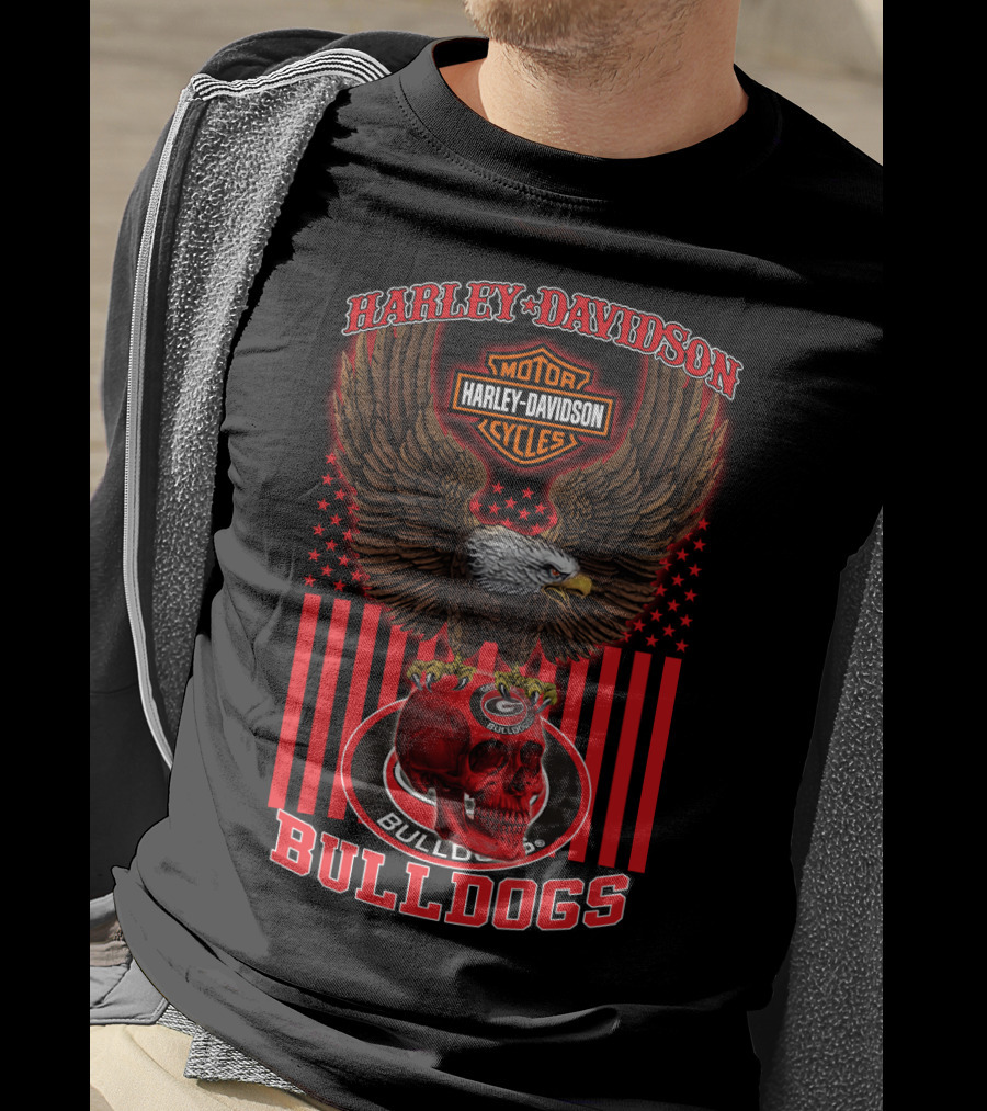 Harley Davidson Motor Cycles Bulldogs Georgia T-Shirt