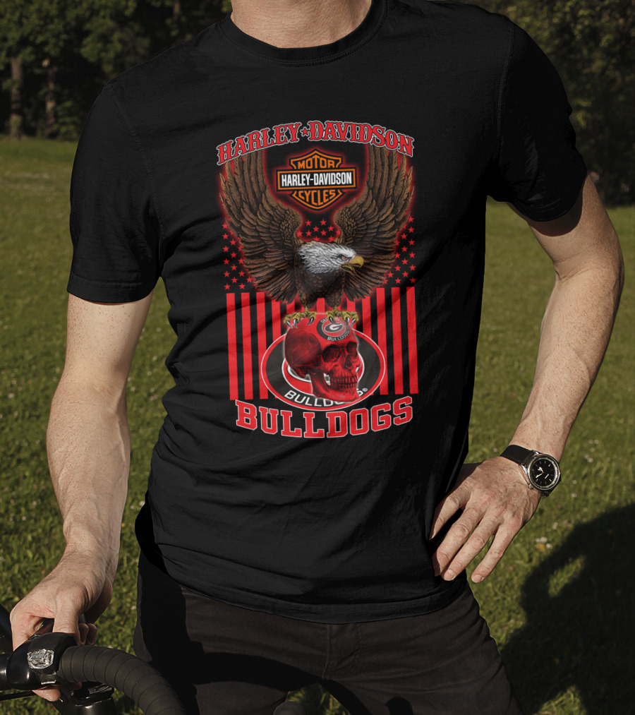 Harley Davidson Motor Cycles Bulldogs Georgia T-Shirt