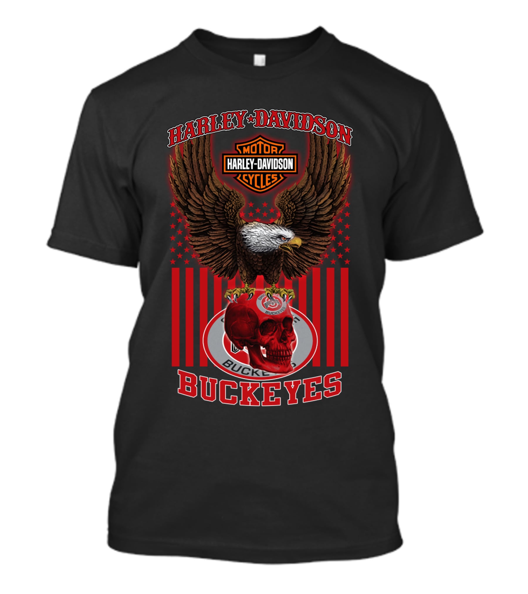 Harley Davidson Motor Cycles Eagle Ohio State Buckeyes T-Shirt
