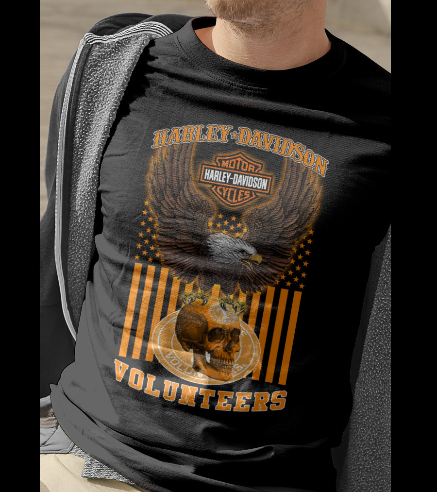 Harley Davidson Motor Cycles Eagle Skull Tennessee Volunteers T-Shirt