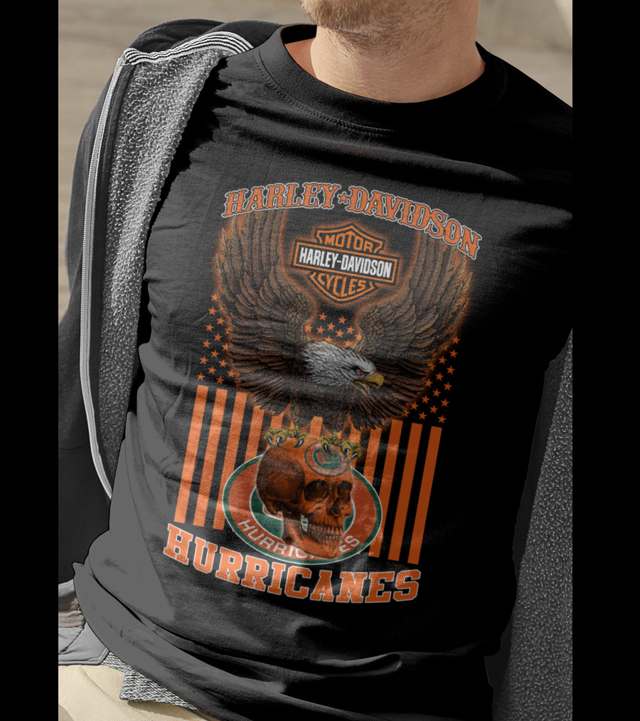 Harley Davidson Motor Cycles Eagle Miami Hurricanes T-Shirt