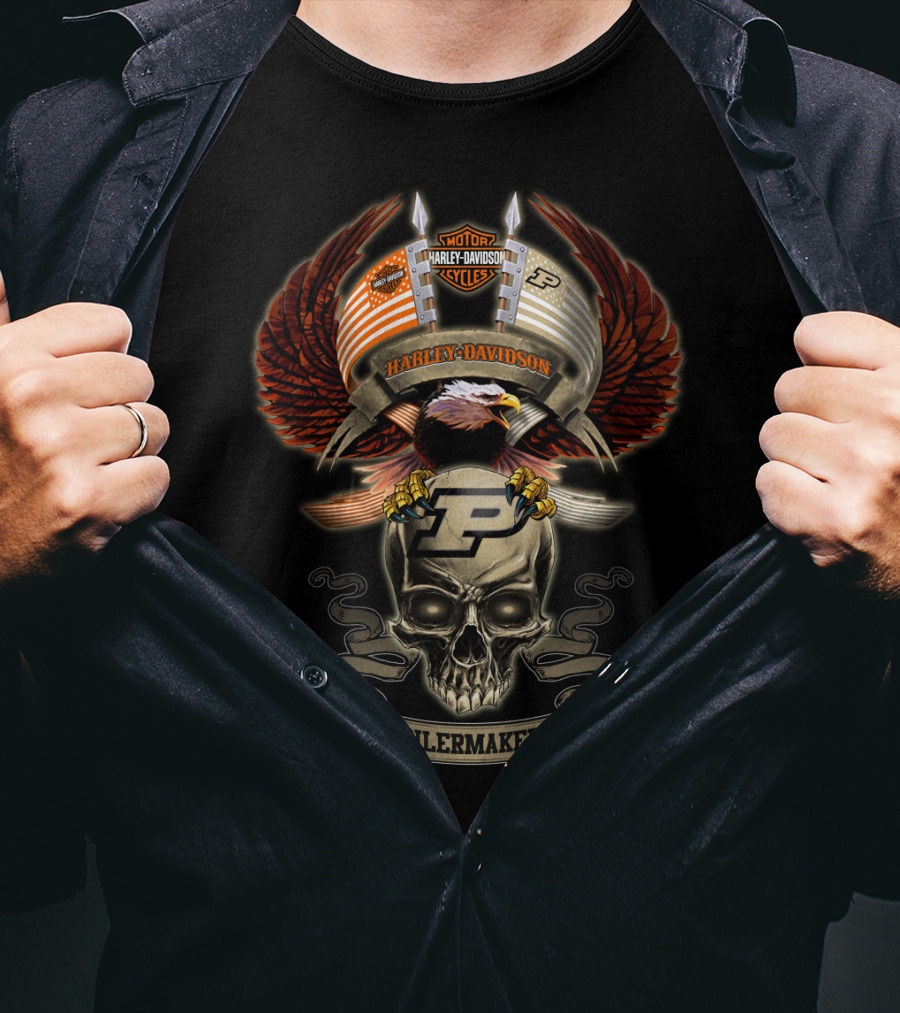 Motor Harley Davidson Purdue Boilermakers Eagle Skull T-Shirt